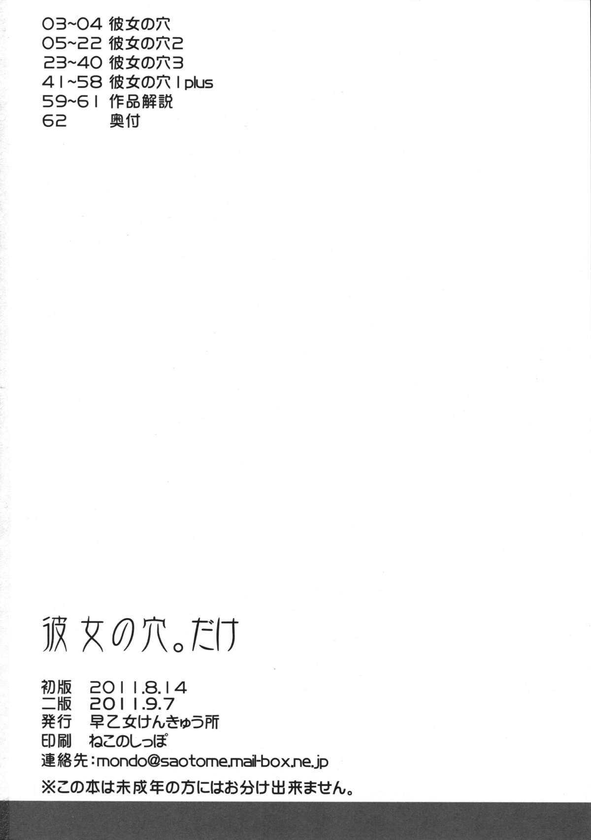(C80) [SAOTOME-Laboratory] Kanojo no Ana, dake [English] [Chocolate] 