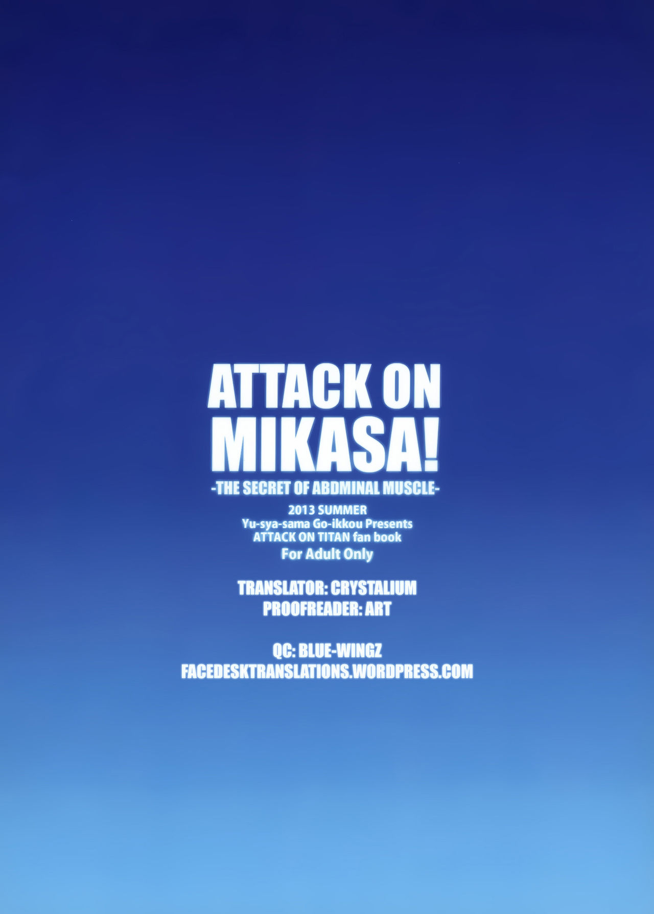 (C84) [Yuusha-sama Go-ikkou (Nemigi Tsukasa)] ATTACK ON MIKASA (Shingeki no Kyojin) [korean] 