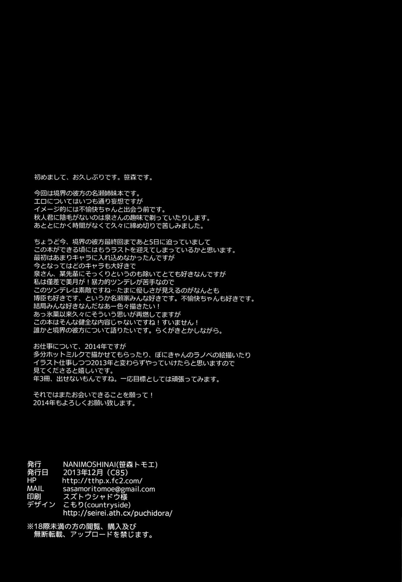 (C85) [NANIMOSHINAI (Sasamori Tomoe)] Milky White (Kyoukai no Kanata) (Portuguese-BR) [hentaidarking.net] (C85) [NANIMOSHINAI (笹森トモエ)] 乳白色 (境界の彼方) [ポルトガル翻訳]